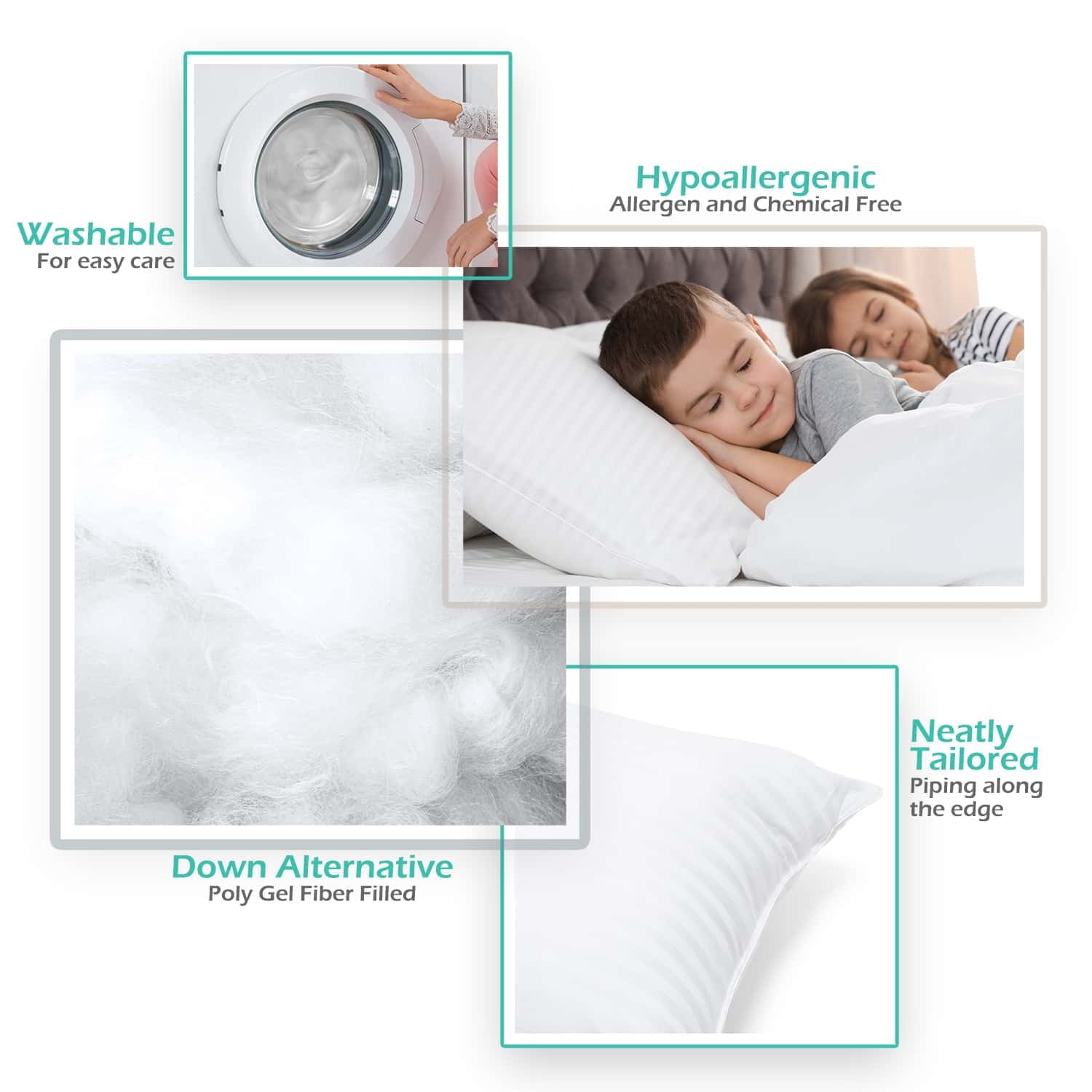 Ergonomic Memory Foam Down Alternative Pillow, Stanard/Queen Pillows for Bed, Soft Supportive Hotel Quality Pillows - Orthopedic Shredded Foam Bed Pillow Set Detail