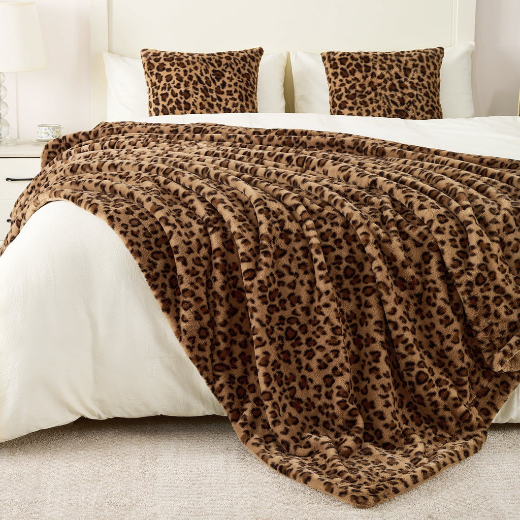 Lightweight Warm Leopard Print Throw Blanket Soft Cozy Fluffy Plush Cheetah Print Blanket for Home Decor,50"x60",Brown - Lightweight Plush Warm Blanket for All Seasons Detail