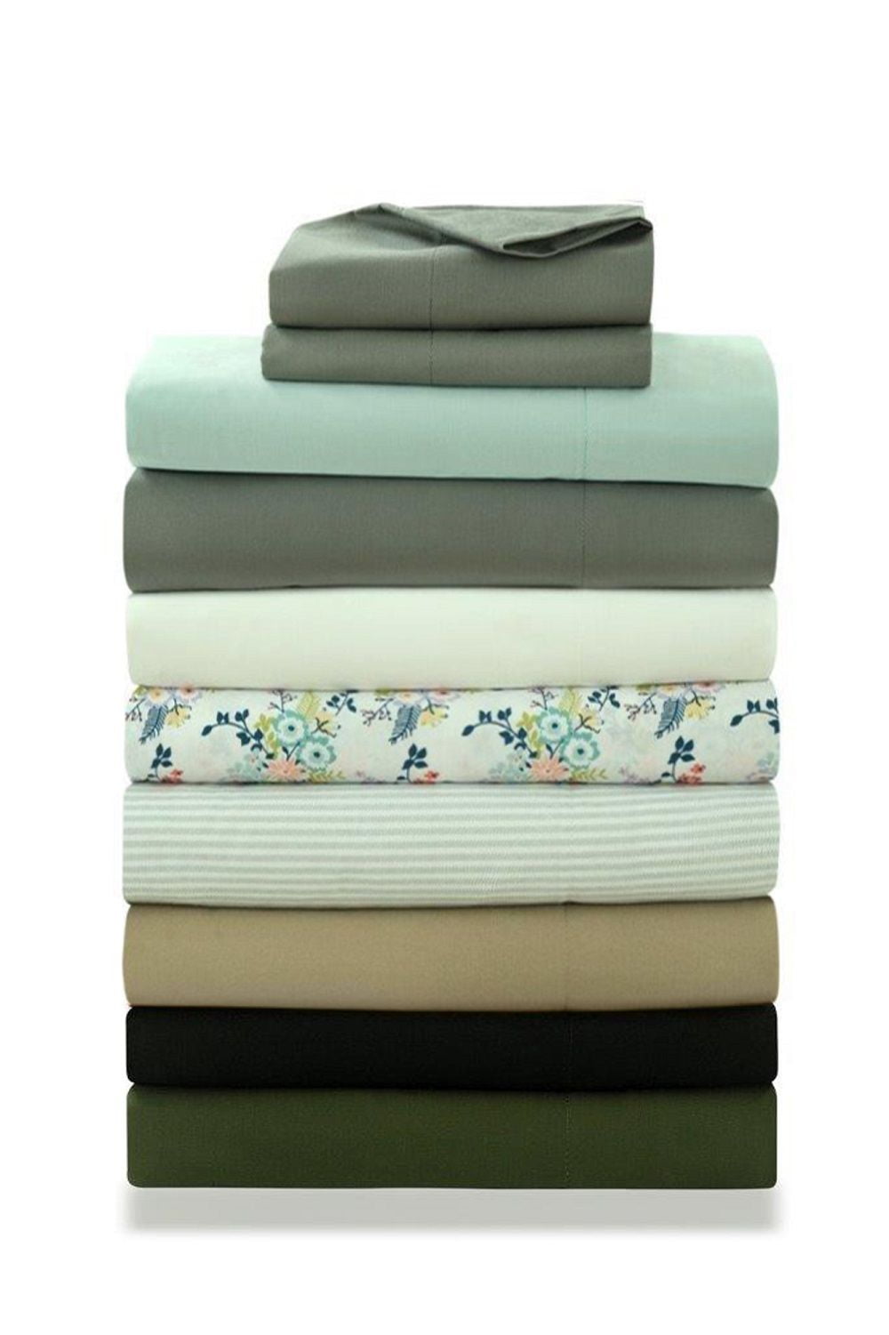 Wrinkle-Resistant Easy Care 300 Thread Count Cotton Rich Percale Sheet Set, King, Grey Stripes - Cooling Hotel Quality Bedding Sheets and Pillowcases Detail