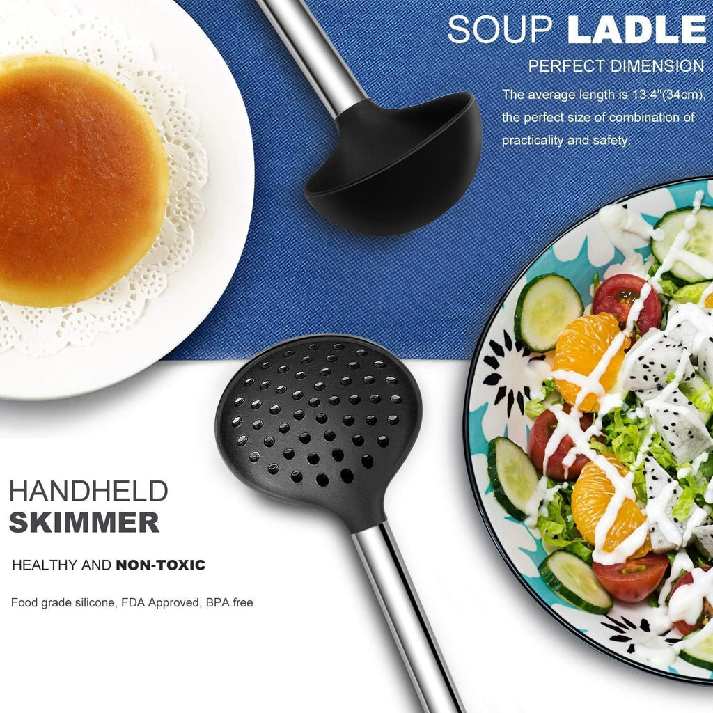 High-Precision Kitchen Utensil Set-Silicone Cooking Utensils-33 Kitchen Gadgets & Spoons for Nonstick Cookware-Silicone and Stainles... - High-Precision Culinary Tool for Baking & Cooking Detail