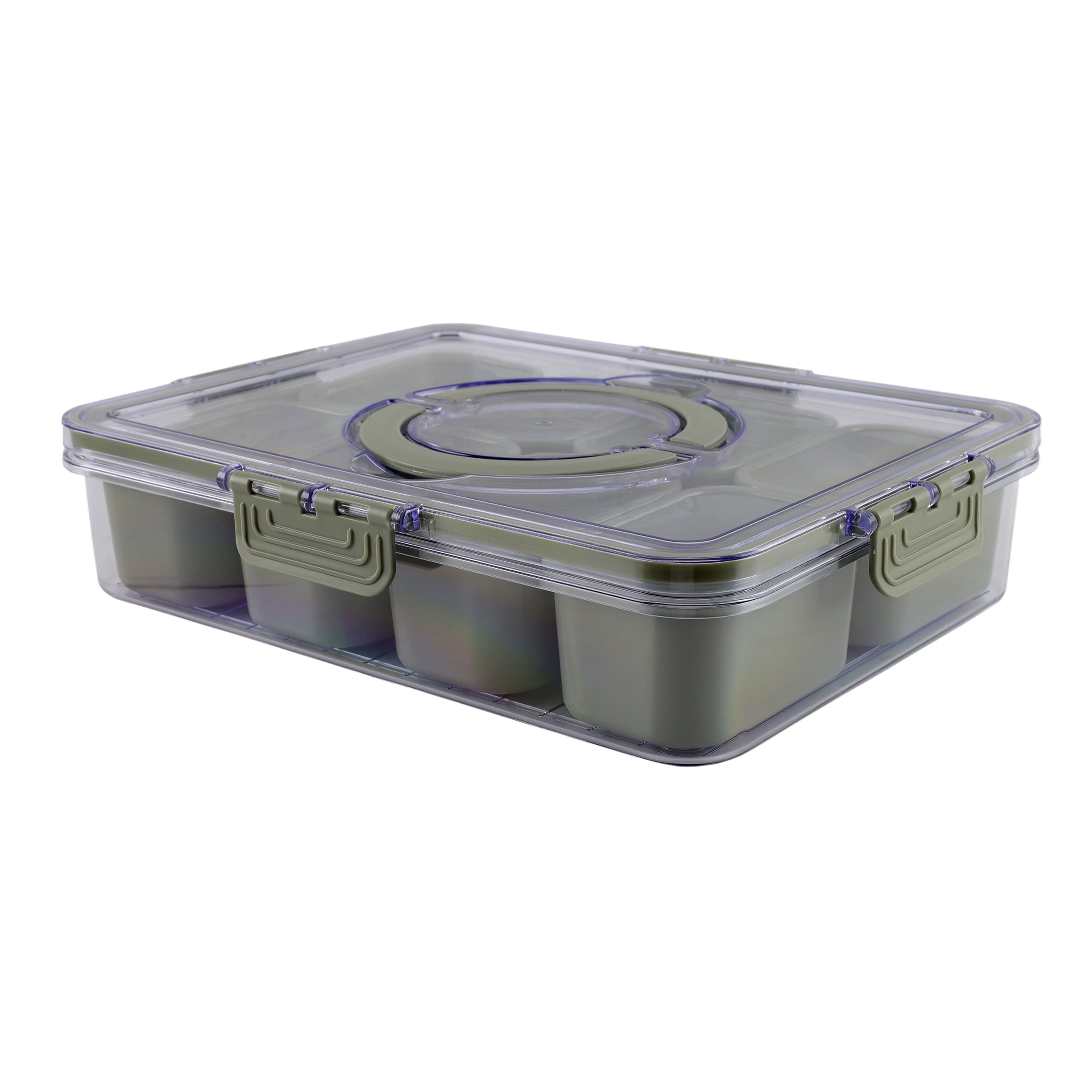 Deliciously Squishy 8-Compartment Snackle Box, Charcuterie and Snack Container, Divided Serving Tray with Lids and Handle, Dishwasher Saf... - Playful Star & Heart Shaped Geometric NeeDoh Detail