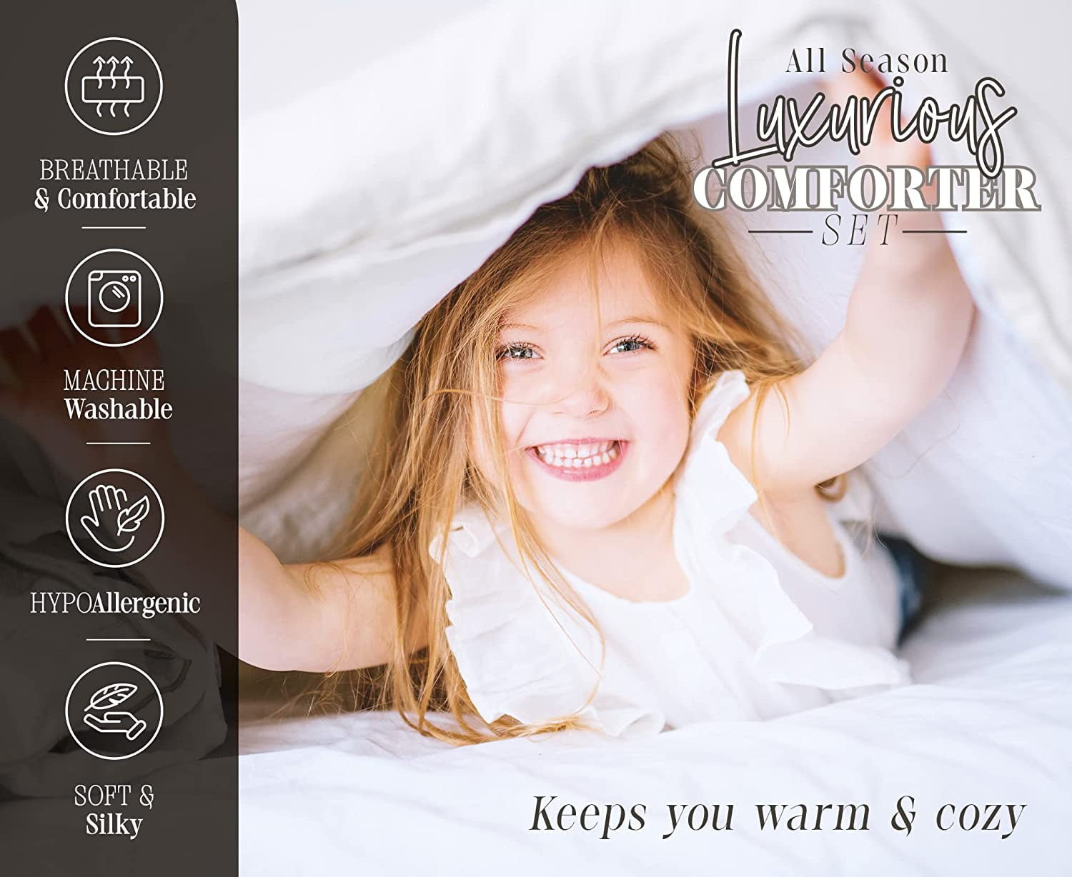 Fluffy Down Alternative 3-Piece Comforter Set - Reversible, Box Stitched Down Alternative, King/California King, All Season Suitable, Sage/Cream - All-Season Down Alternative Comforter Insert Detail