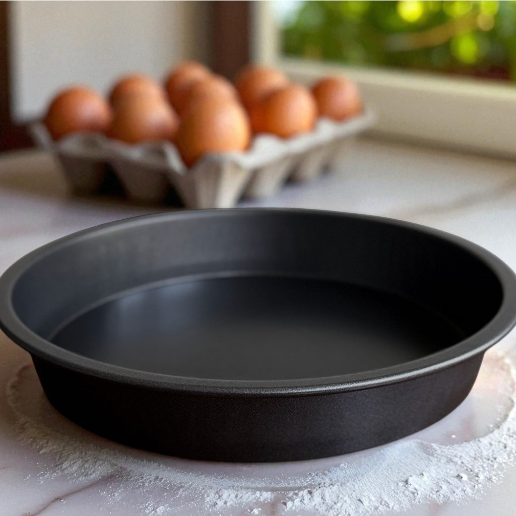 Ergonomic Manual 9" x 9" Round Nonstick Steel Cake Pan, Dark Gray - Kitchen Gadget Tool for Quick Food Prep Detail