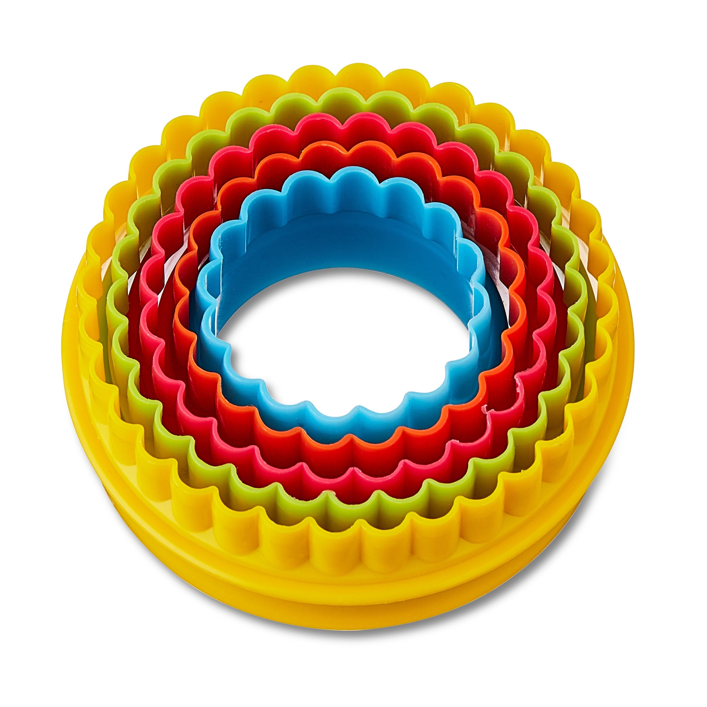 Premium Kitchen Round Double-Sided Plastic Cookie Cutter Set, 5 Pieces - Kitchen Gadget Tool for Quick Food Prep - Default Title