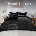 Luxurious Quilted King/Cal King Size Comforter Sets, Velvet Bedding Comforter Set for All Seasons, Black Bedding Set with Decor Pillow - All-Season Down Alternative Comforter Insert - Default Title