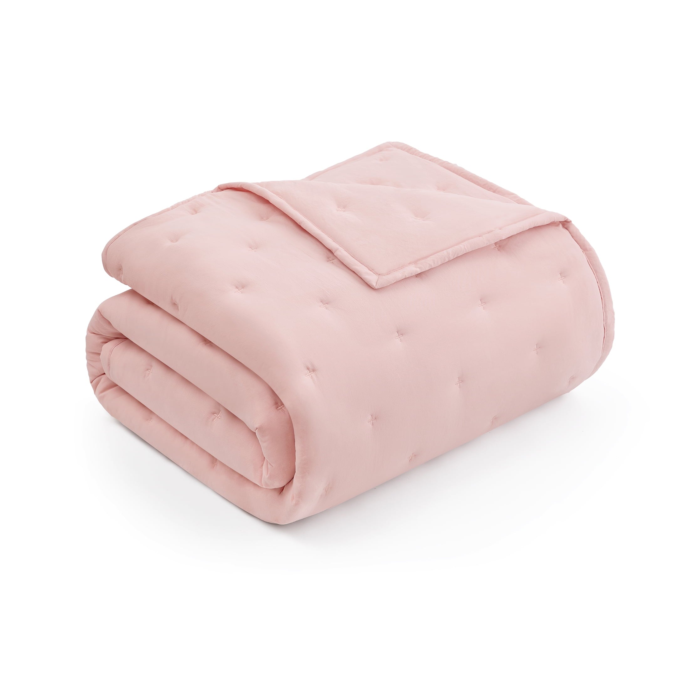 Luxurious Quilted Full/Queen Comforter Set, Super Soft & Embroidered, 3-Piece, Pink - Luxurious Quilted Duvet Cover Set Detail