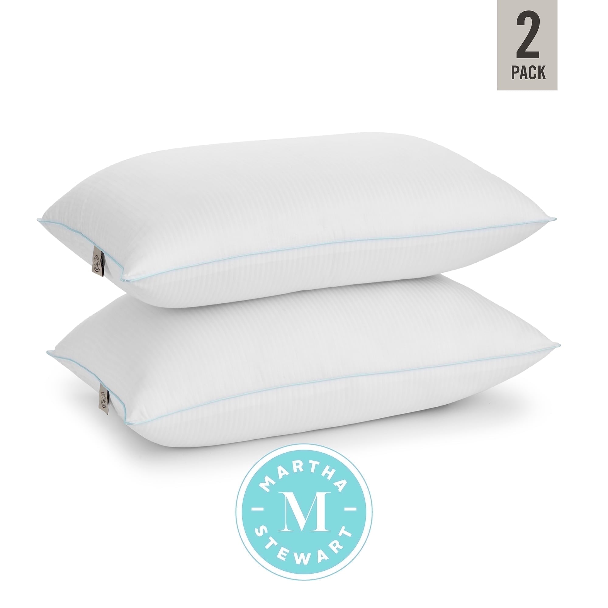 Hotel Collection Classic Stripe Bed Pillows Standard / Queen Size Set Of 2, Enhanced Loft Plush Pillow for All Sleep Positions, 20" x ... - Hotel Quality Plush Sleeping Pillows Detail