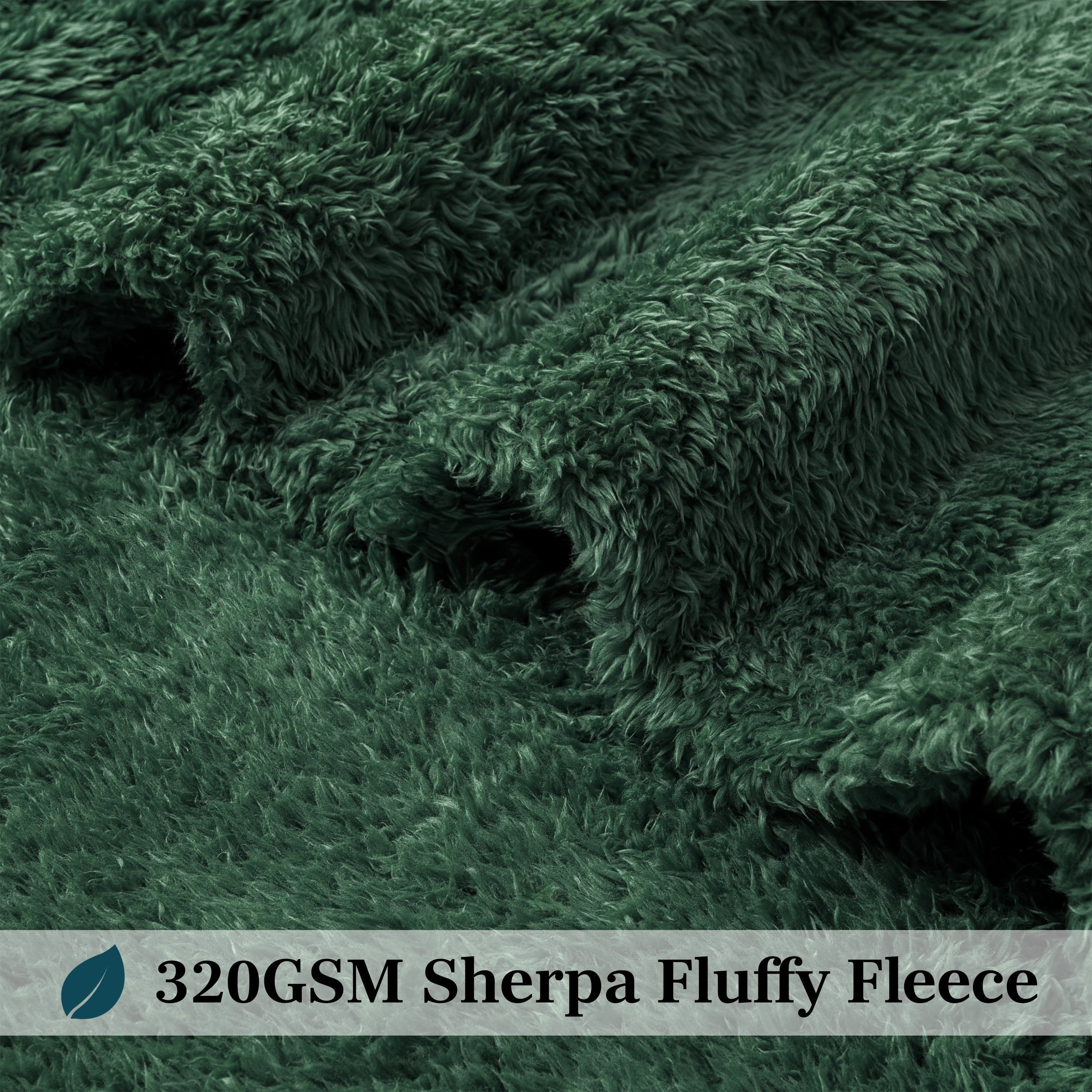 Reversible Sherpa Sherpa Throw Blanket For Couch Sofa, Emerald Green Fluffy Warm Plush Blanket for Bed, Cozy Super Soft Lightweight Thr... - Super Soft Reversible Sherpa Flannel Blanket Detail