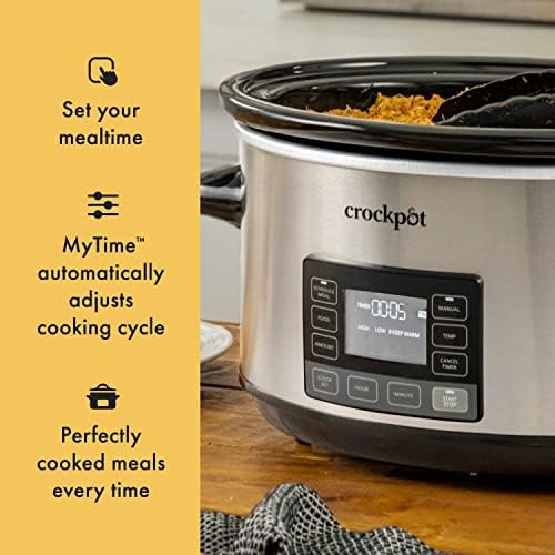 Oval Ceramic Crock-Pot 7 Quart Portable Programmable Slow Cooker with Timer S27U - Large Capacity Electric Stew Pot & Slow Cooker Detail