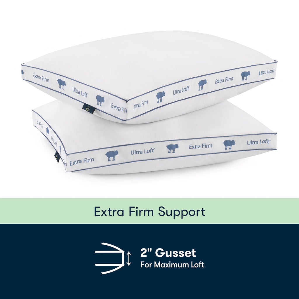 Fluffy Shredded Ultra Loft Standard/Queen Bed Pillow, Extra Firm Support - Orthopedic Shredded Foam Bed Pillow Set Detail