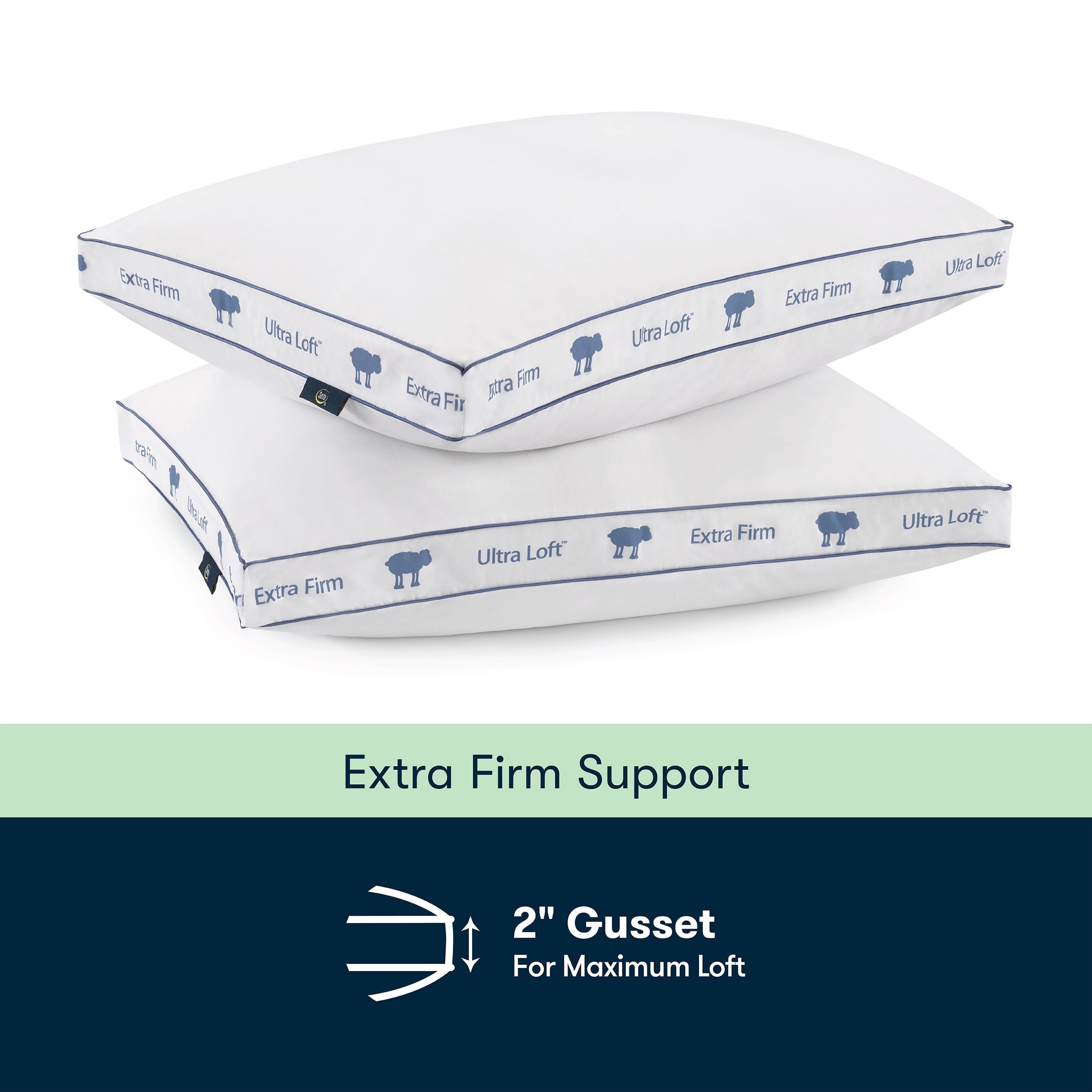 Fluffy Shredded Ultra Loft Standard/Queen Bed Pillow, Extra Firm Support - Orthopedic Shredded Foam Bed Pillow Set Detail