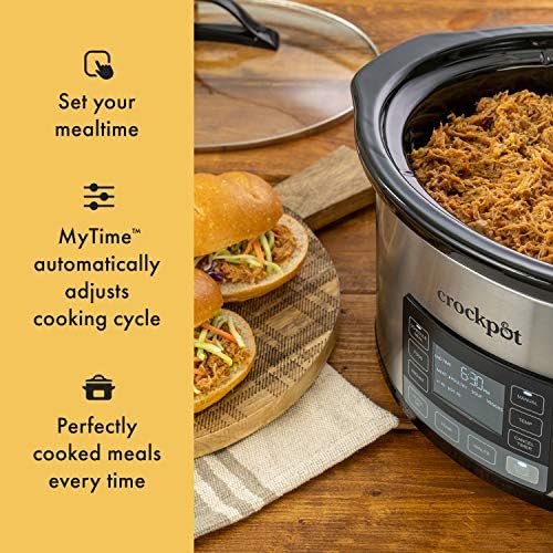 Digital Control Crock-Pot MyTime 6 Quart Programmable Slow Cooker S08D - Stainless Steel Slow Cooker with Locking Lid Detail