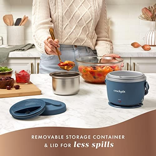 Self-Heating Crock-Pot Electric Lunch Box Food Warmer 20oz – Faded Blue S22V - Portable Electric Lunch Box Food Warmer Detail