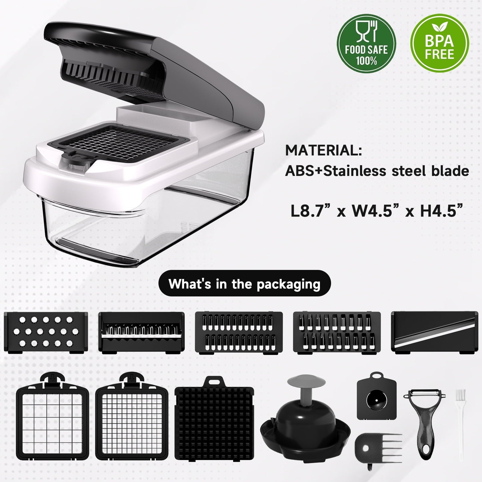 Ergonomic Manual Vegetable Chopper Food Slicer, 15 in 1 Multi-Function Food Chopper for Onion, Veggie, Cheese Grater, Vegetable... - Innovative Kitchen Helper for Modern Cooking Detail