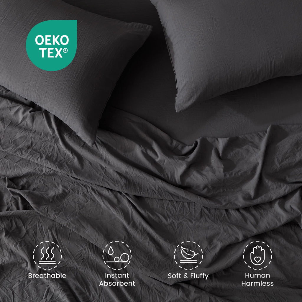 Breathable Luxury Bed Sheets - Full Size Bed Sheets - Washed Microfiber - 4 Piece Hotel Luxury Bedding Sheets with Fitted Sheet, Flat S... - Cooling Hotel Quality Bedding Sheets and Pillowcases Detail