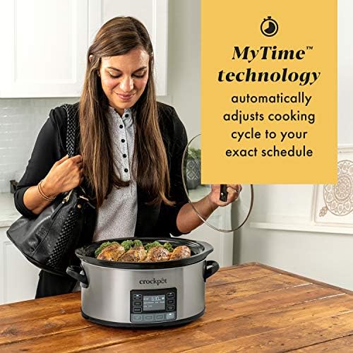 Digital Control Crock-Pot MyTime 6 Quart Programmable Slow Cooker S08D - Stainless Steel Slow Cooker with Locking Lid Detail
