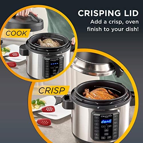 Safety-Lock Crock-Pot Express Crisp 8 Quart 10-in-1 Pressure Cooker S06F - Smart Multi-Functional Electric Pressure Cooker Detail
