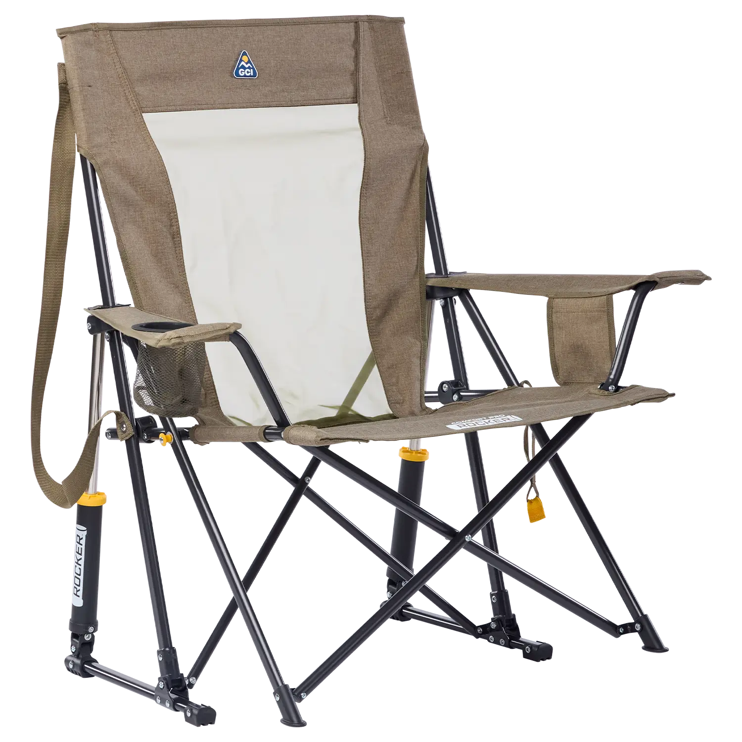 Premium All-Weather Comfort Pro Rocker XL - Choice 107 - Patented Spring-Action Rocking Chair for Camping - Heathered Aged Fatigue