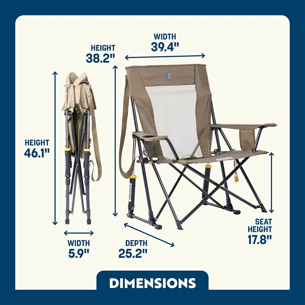 Premium All-Weather Comfort Pro Rocker XL - Choice 107 - Patented Spring-Action Rocking Chair for Camping Detail