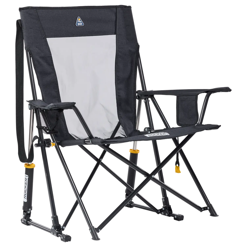 Premium All-Weather Comfort Pro Rocker XL - Choice 107 - Patented Spring-Action Rocking Chair for Camping - Heathered Charcoal