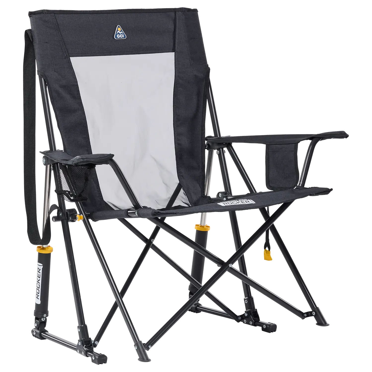 Premium All-Weather Comfort Pro Rocker XL - Choice 107 - Patented Spring-Action Rocking Chair for Camping - Heathered Charcoal
