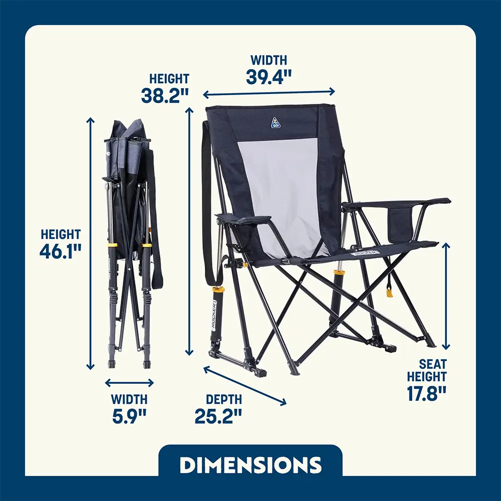 Premium All-Weather Comfort Pro Rocker XL - Choice 107 - Patented Spring-Action Rocking Chair for Camping Detail