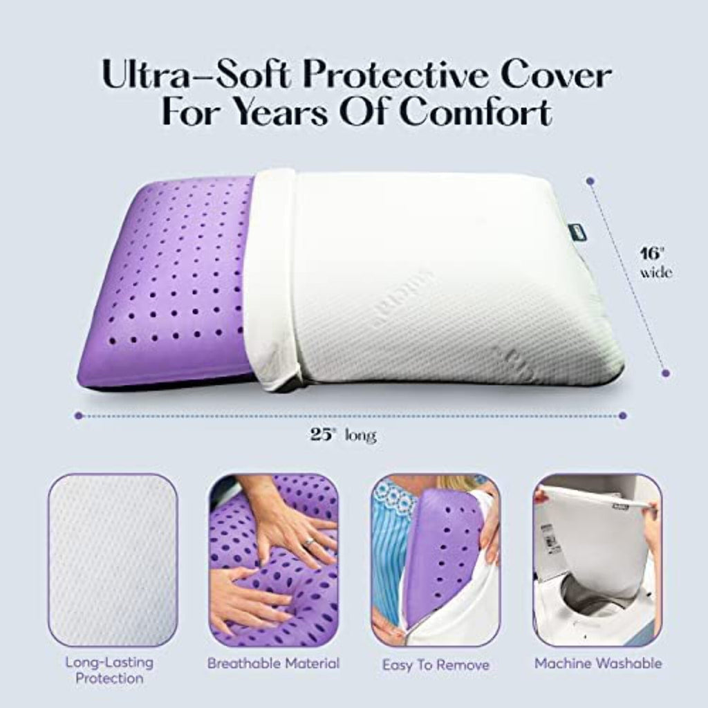 Hotel Collection Plush Zen Bed Pillow, Lavender Scented Cooling Adaptive Memory Foam Queen - Orthopedic Shredded Foam Bed Pillow Set Detail