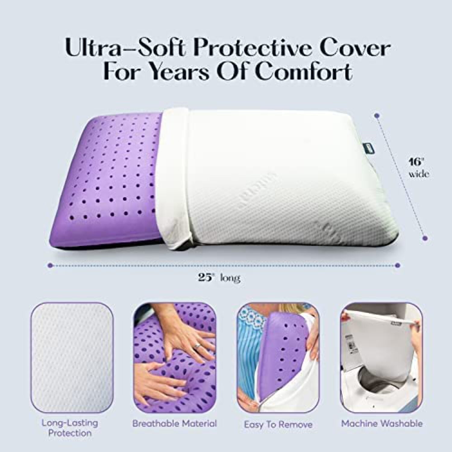 Hotel Collection Plush Zen Bed Pillow, Lavender Scented Cooling Adaptive Memory Foam Queen - Orthopedic Shredded Foam Bed Pillow Set Detail