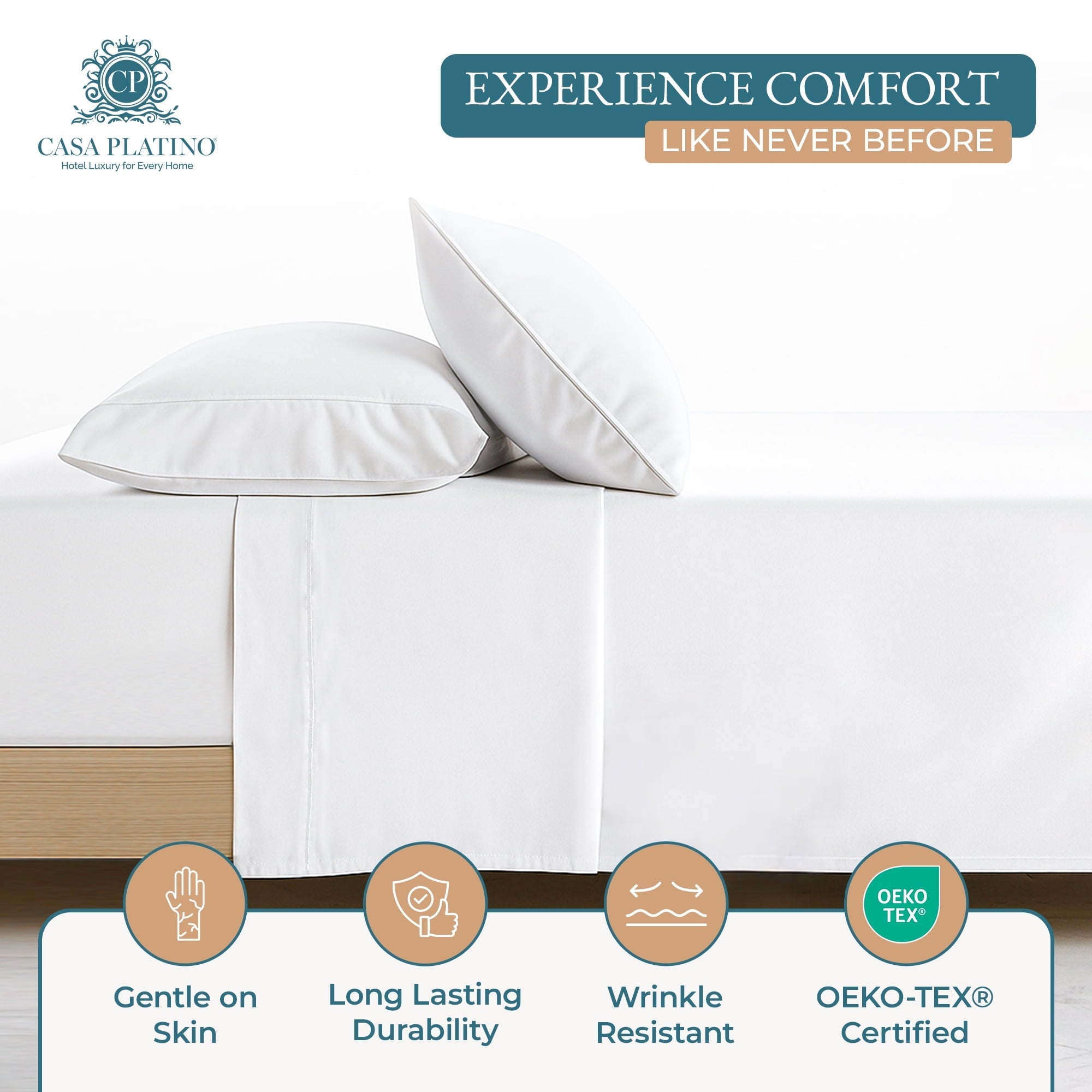 Breathable Luxury Bed Sheets Set – 6 Piece, 600 Thread Count, 100% Cotton Sheets, Hotel Luxury Sateen Finish, 15" Deep Pocket, Easy to ... - Premium Ultra-Soft Pillowcase Pair for Sleeping Detail