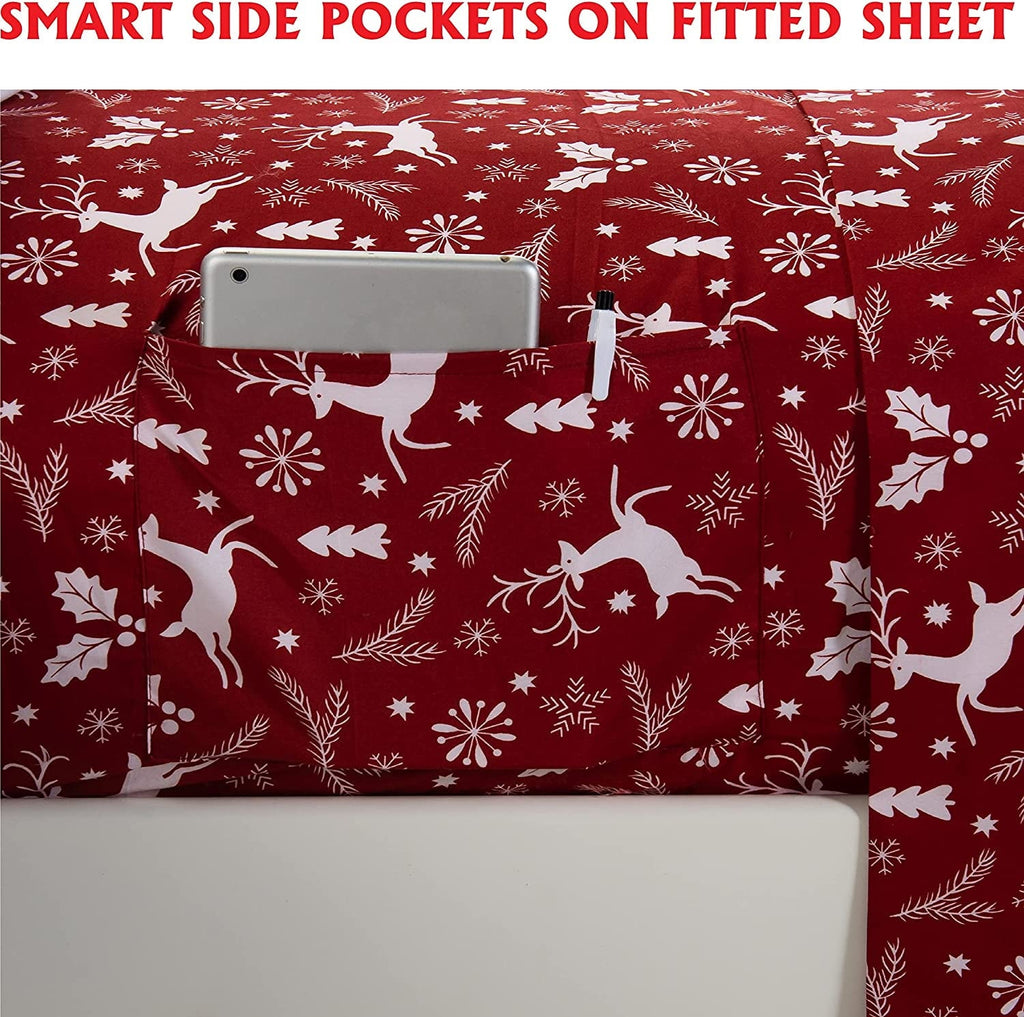 Wrinkle-Resistant Luxury Soft Bed Sheets Holiday Pattern 1500 Thread Count Percale Egyptian Quality Softness Wrinkle and Fade Resistant... - Luxury Bed Sheet Set with Deep Pockets Detail