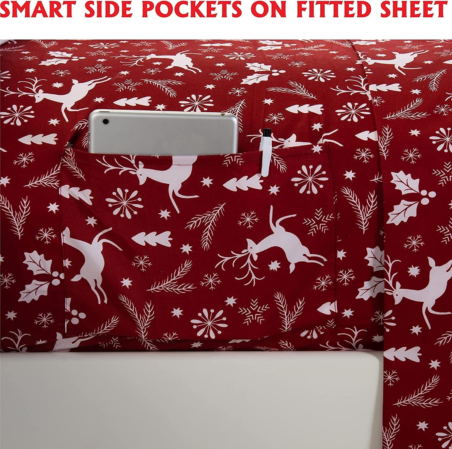 Wrinkle-Resistant Luxury Soft Bed Sheets Holiday Pattern 1500 Thread Count Percale Egyptian Quality Softness Wrinkle and Fade Resistant... - Luxury Bed Sheet Set with Deep Pockets Detail