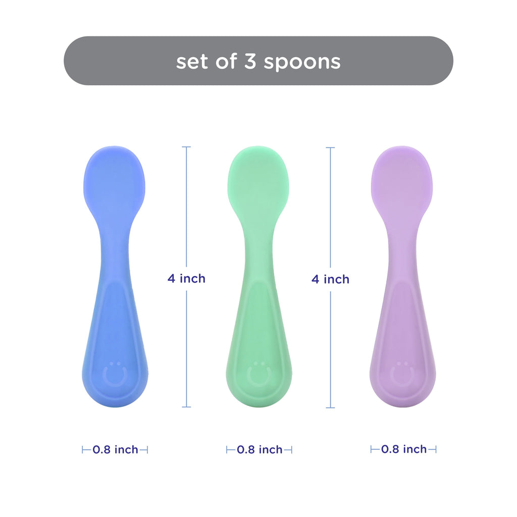 Chef-Quality Silicone Toddler Training Spoons, Baby, Silicone Flatware Sets, 3 Pack - High-Precision Culinary Tool for Baking & Cooking Detail