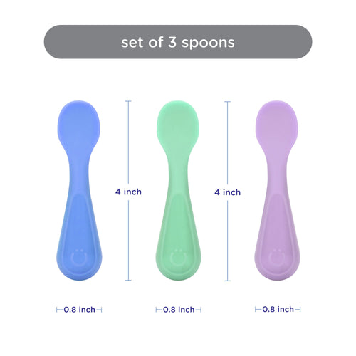 Chef-Quality Silicone Toddler Training Spoons, Baby, Silicone Flatware Sets, 3 Pack - High-Precision Culinary Tool for Baking & Cooking Detail