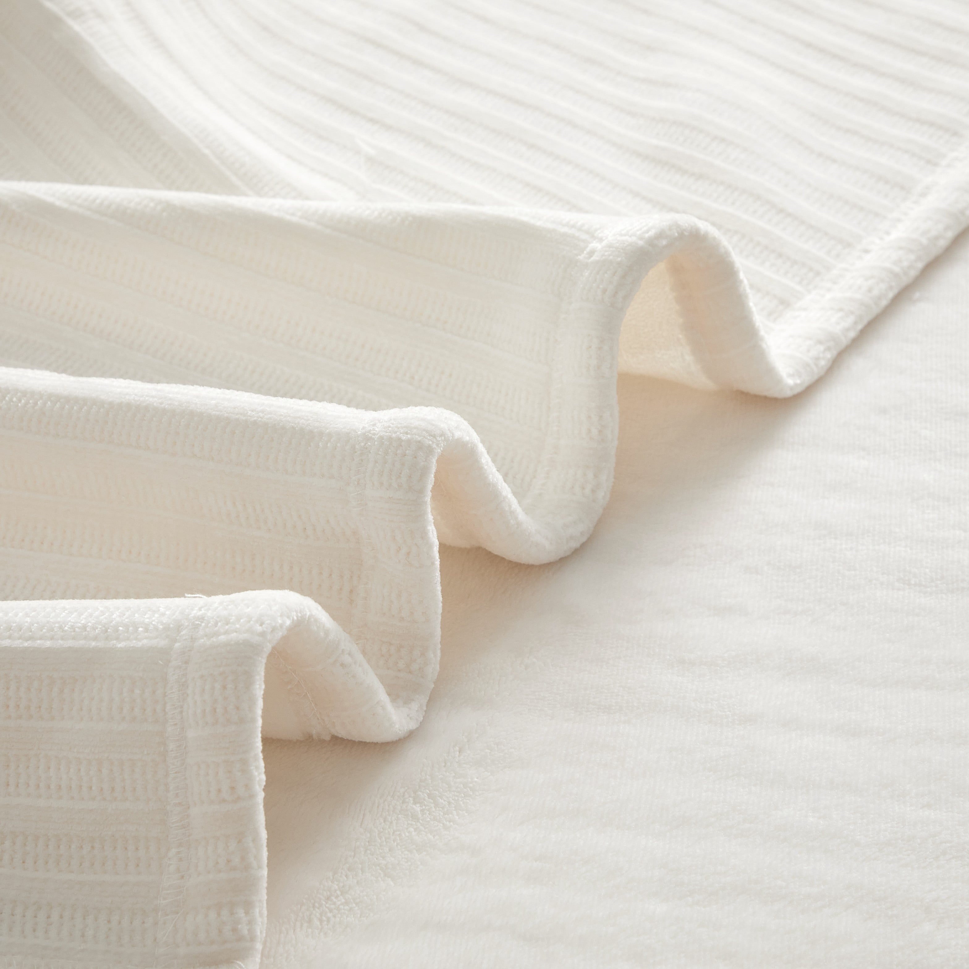 Super Soft Flannel Cozy Chenille Reverse to Plush Soft Couch Throw, Vanilla Dream, Standard Size - Cozy Fleece Throw Blanket for Couch & Bed Detail