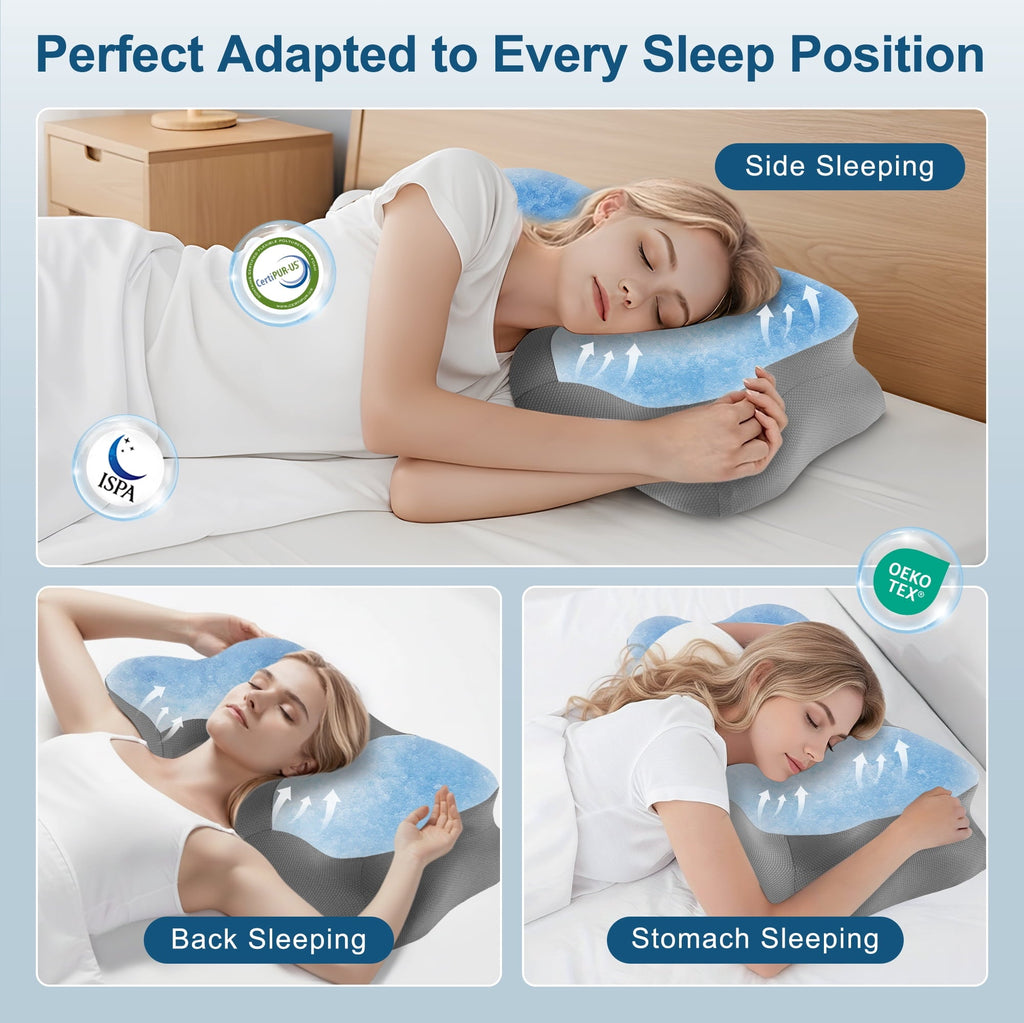 Orthopedic Support Memory Foam Cervical Pillow for Sleeping Support - Orthopedic Bed Pillow for Neck, Shoulder Pain Relief, Adults, Side... - Hotel Quality Plush Sleeping Pillows Detail