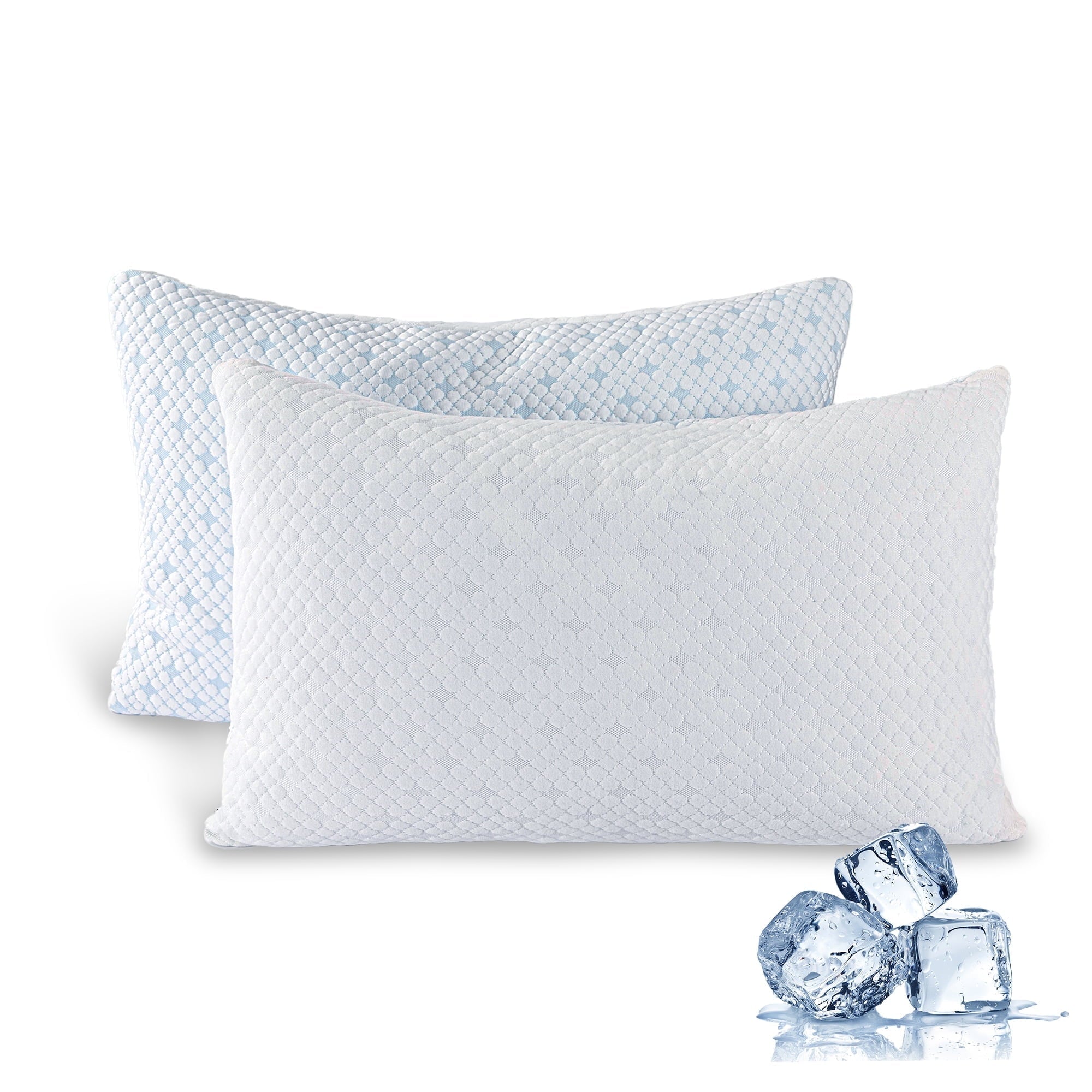 Fluffy Shredded 2-Pack Adjustable Cooling Bed Pillows, Shredded Memory Foam Pillows Set of 2, Standard Queen, Dual Sides - Hotel Quality Plush Sleeping Pillows Detail