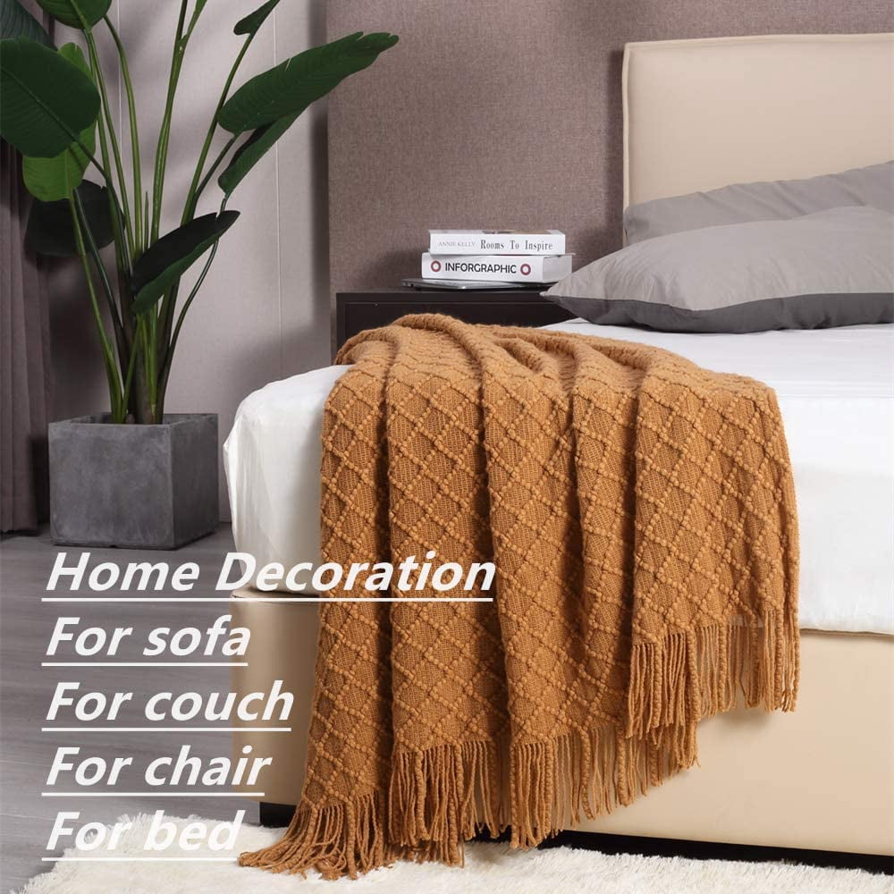 Cozy Fleece Home Decor Rustic Couch Sofa Chair Bed Throw Blanket, Soft Warm Light Weight in Spring Summer (50''X60'' Brown) - Cozy Fleece Throw Blanket for Couch & Bed Detail