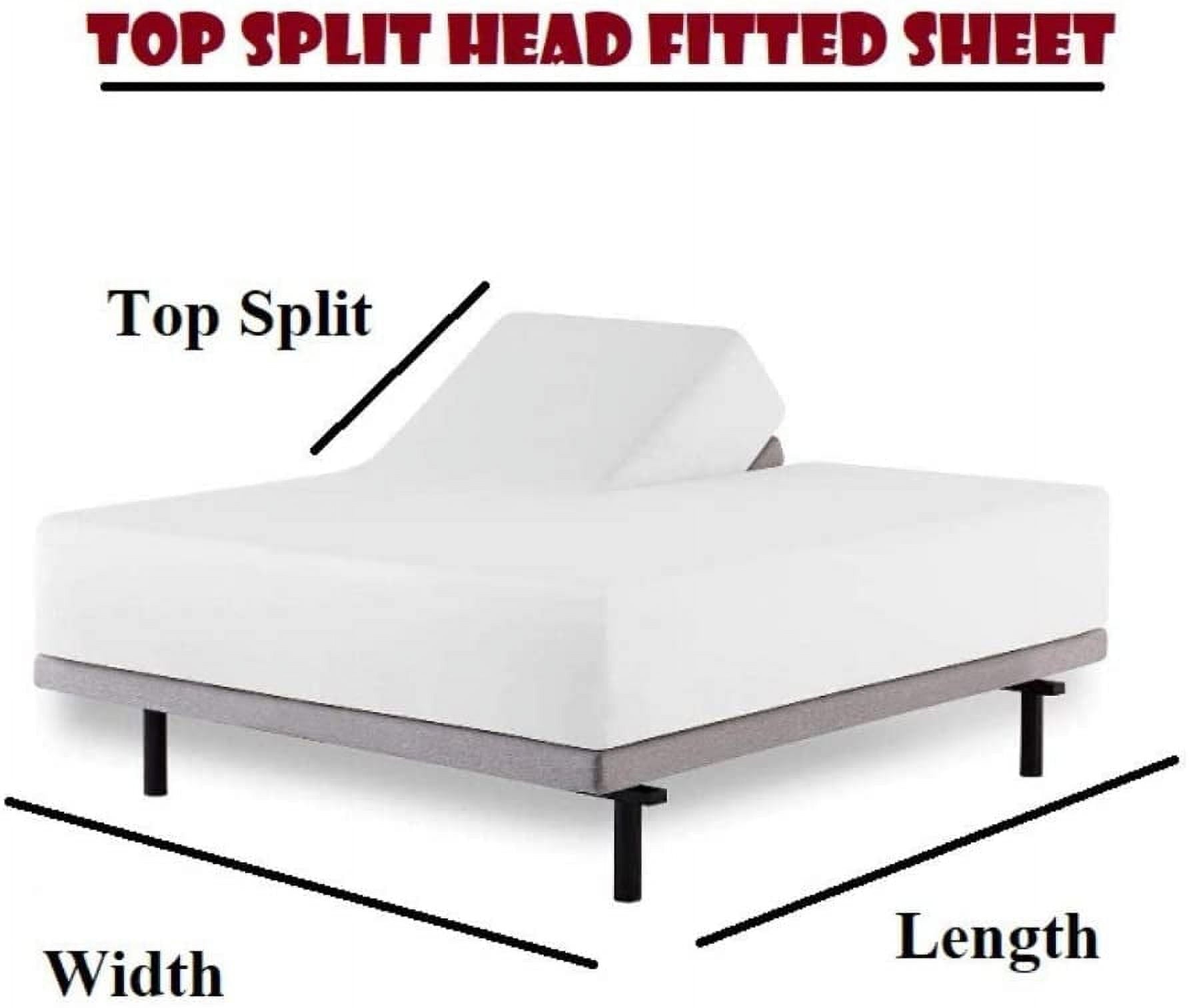 Premium Egyptian Cotton Top Split King 100% Egyptian Cotton 1000 Thread Count, Adjustable Beds -Top Split King Sheets Sets (4 Pcs) Split Down... - Premium Ultra-Soft Pillowcase Pair for Sleeping Detail