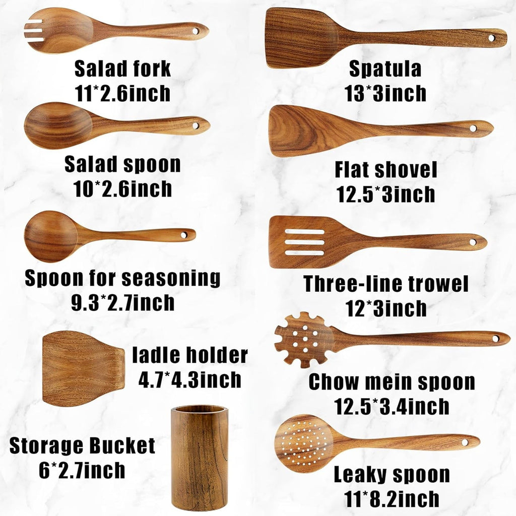 Heat-Resistant 10Pcs Wooden Spoons for Cooking, Smooth Finish Teak Wooden Utensils for Cooking, Soft Comfort-Grip Wood Spoons for Co... - Heat-Resistant Silicone Cooking Spatula Turner Detail