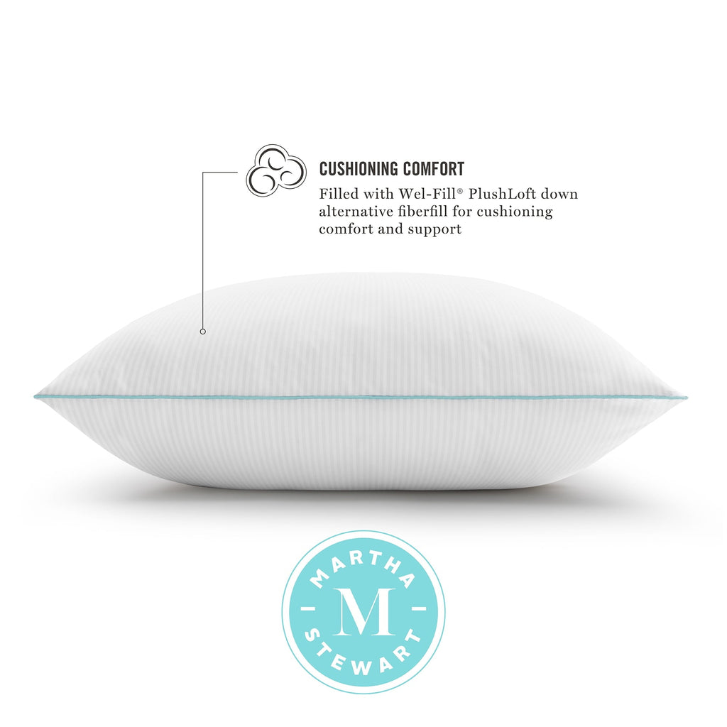 Hotel Collection Classic Stripe Bed Pillows Standard / Queen Size Set Of 2, Enhanced Loft Plush Pillow for All Sleep Positions, 20" x ... - Hotel Quality Plush Sleeping Pillows Detail