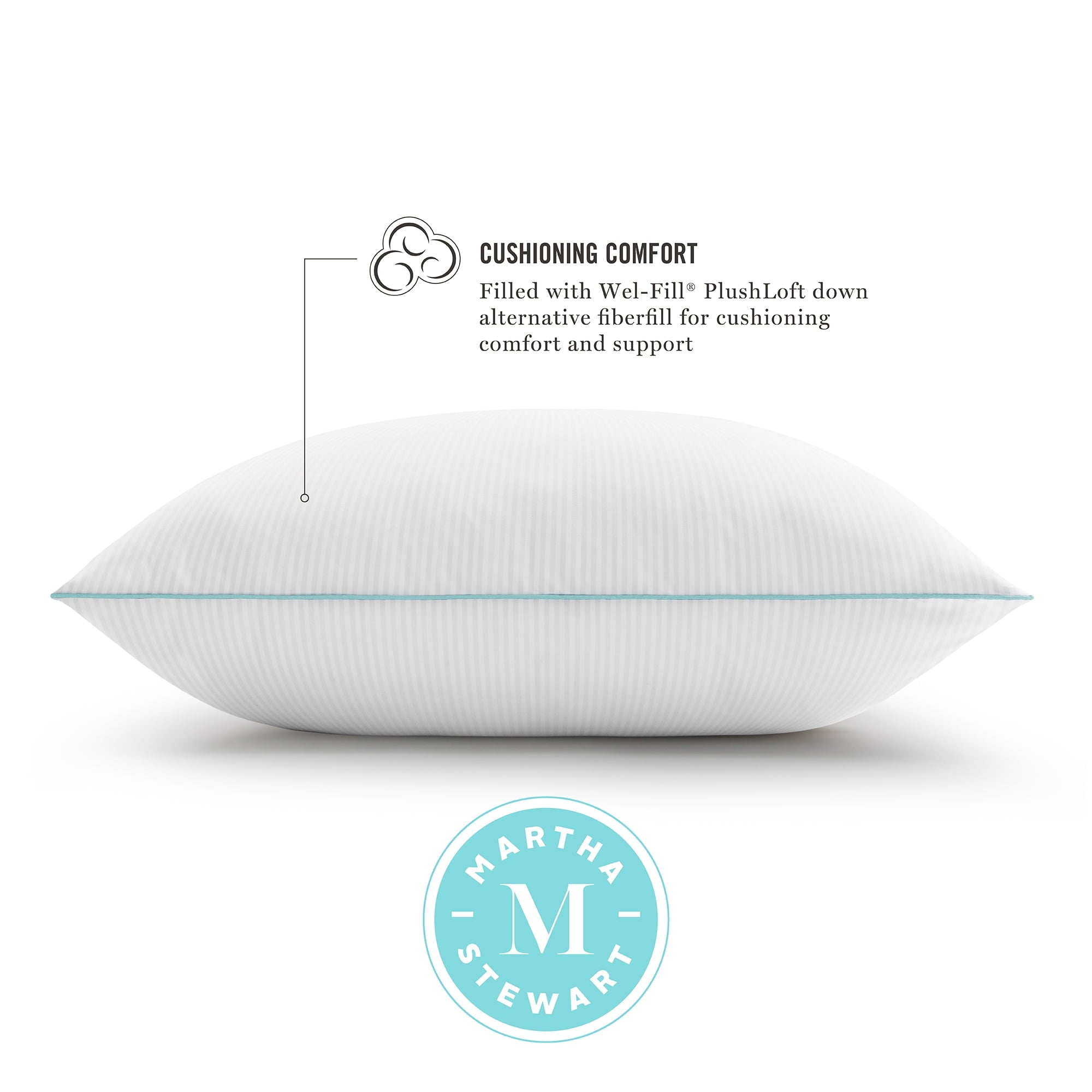 Hotel Collection Classic Stripe Bed Pillows Standard / Queen Size Set Of 2, Enhanced Loft Plush Pillow for All Sleep Positions, 20" x ... - Hotel Quality Plush Sleeping Pillows Detail