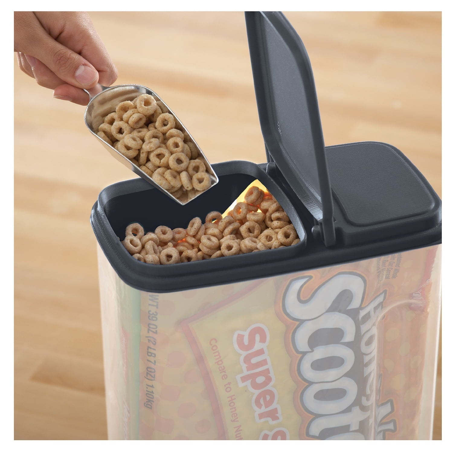 Whimsical Doughnut Plastic Cereal Dispenser with Lid, 32 Cup Airtight Cereal Storage Container for Pantry Organization and Dry Foo... - Squishy Dohnut Sweet Treat Shaped Stress Toy Detail