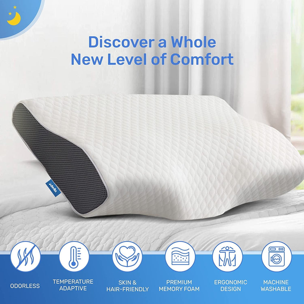Fluffy Shredded | Cervical Memory Foam Bed Pillow Standard | Neck, Shoulder Pain Relief | Improves Sleeping - Decorative Throw Pillow Cushion for Sofa & Bed Detail