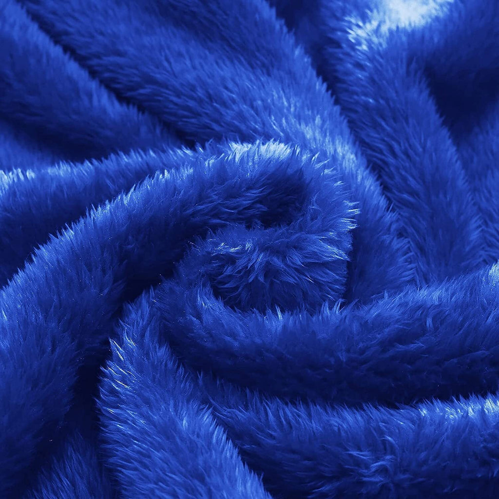 Super Soft Flannel Plush Fuzzy Fleece Throw Blanket (40" x 50", Cobalt Blue)- Soft, Warm and Lightweight - Super Soft Reversible Sherpa Flannel Blanket Detail
