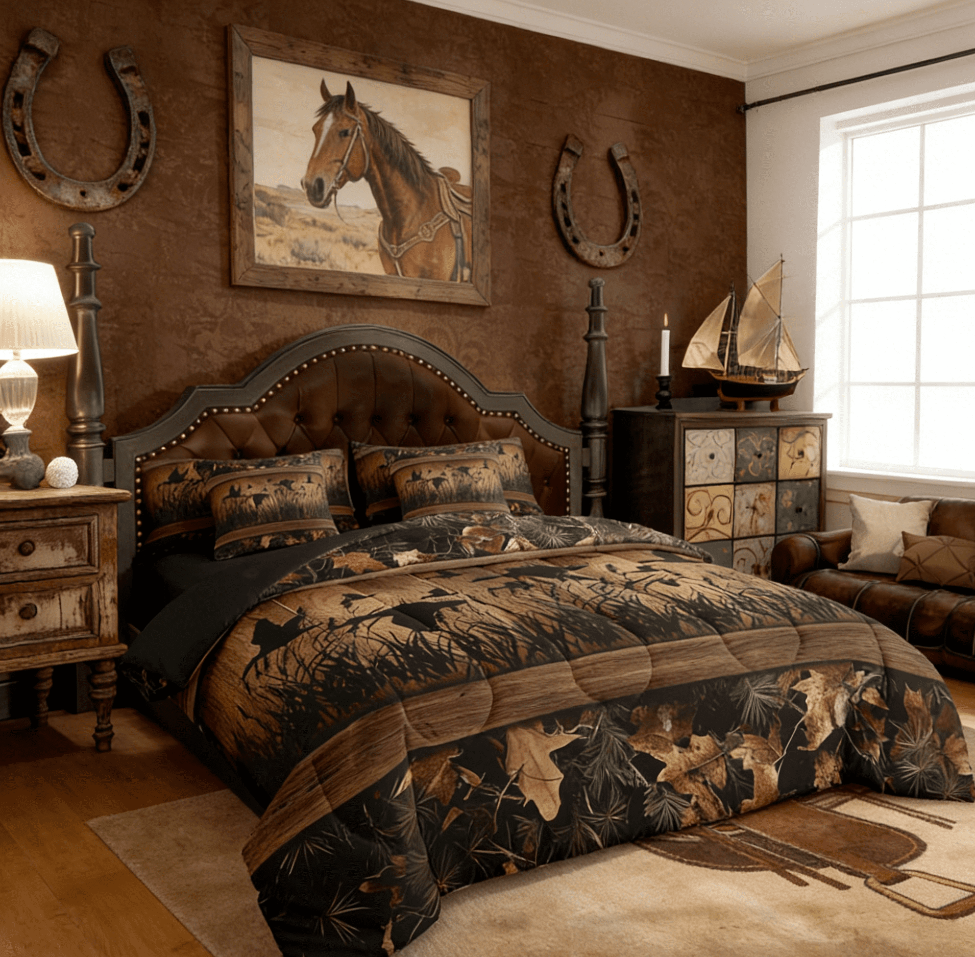 Hypoallergenic Cloud 7 Piece Camo Mallard Duck Comforter Set With Sheets Men Rustic Farmhouse Cabin Bed In A Bag Full,Hunting Woodland Duc... - All-Season Down Alternative Comforter Insert Detail