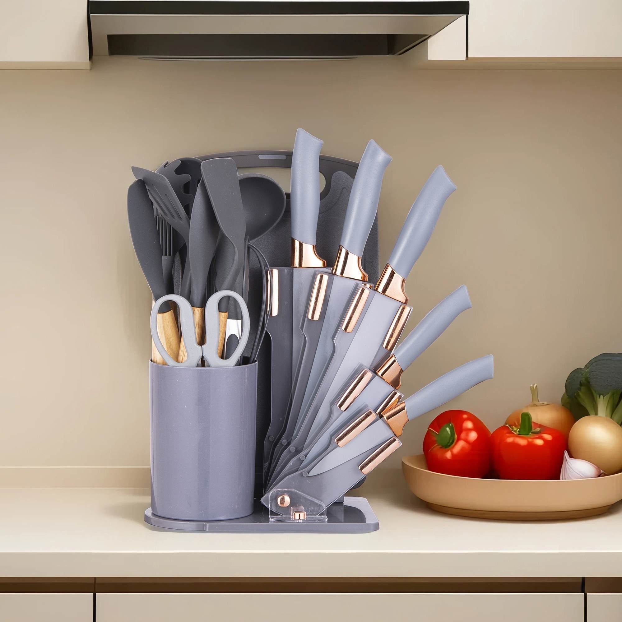Ergonomic Cooking 19-Piece Silicone Kitchen Utensil & Knife Set - Heat-Resistant Cooking Tools Non-Stick Safe Gift for Mom or Wo... - Heat-Resistant Silicone Cooking Spatula Turner Detail