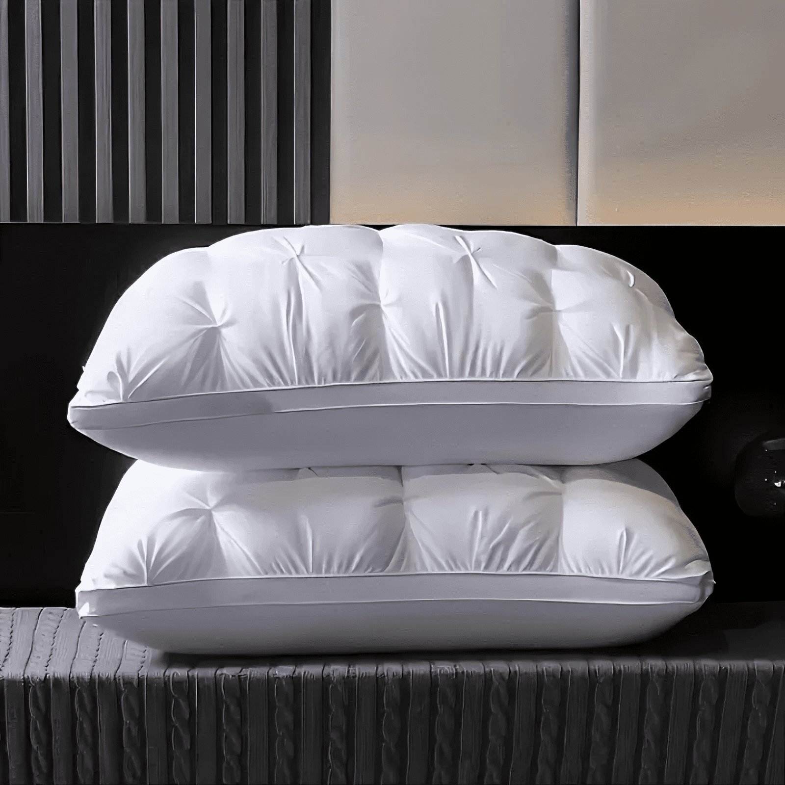 Decorative Plump Queen Size Bed Pillows Set of 2, Hotel Quality, Down Alternative Gusseted Bed Pillows for Side, Back, or Stomach Slee... - Ergonomic Memory Foam Pillow for Neck Pain Support Detail