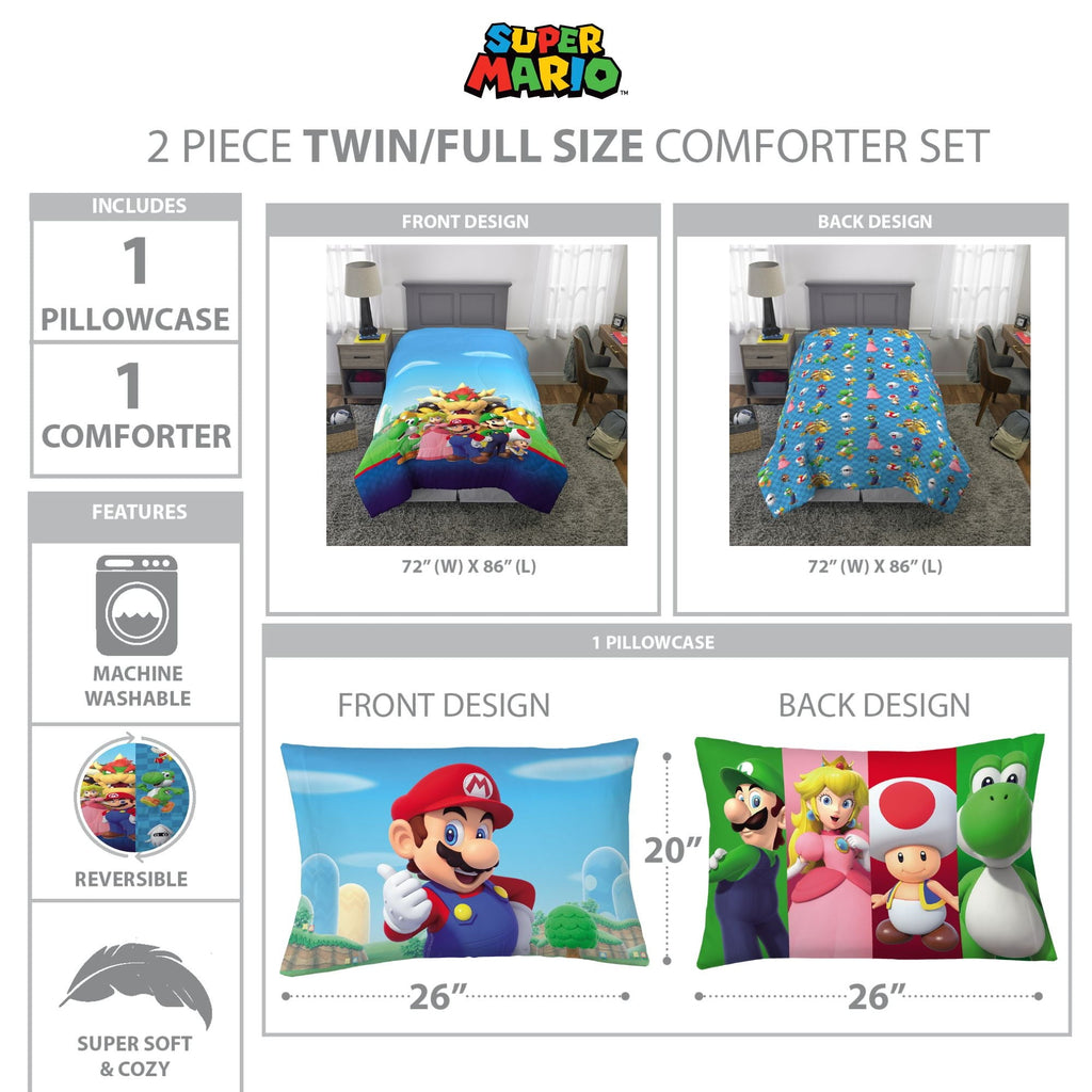 Heavyweight Warmth Kids Comforter and Pillowcase, 2-Piece Set, Twin/Full, Reversible - Hypoallergenic Ultra-Fluffy Quilt for Winter Detail