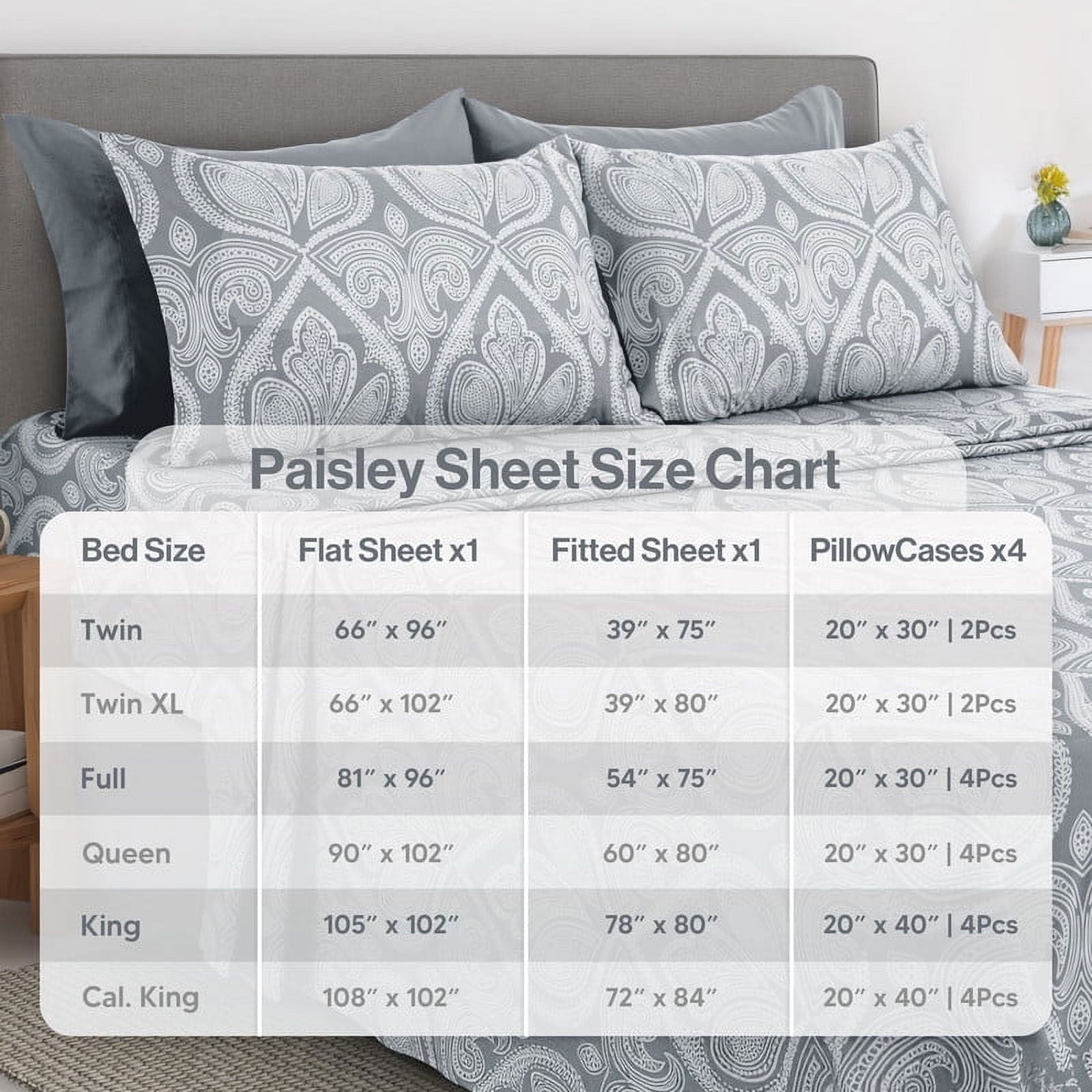 Wrinkle-Resistant 6-Piece Bed Sheet Set, Deep Pocket Queen Sheets Up to 16 Inch, 1 Flat Sheet , 1 Fitted Sheet & 4 Pillowcases (Queen, ... - Breathable Egyptian Cotton Flat & Fitted Sheets Detail