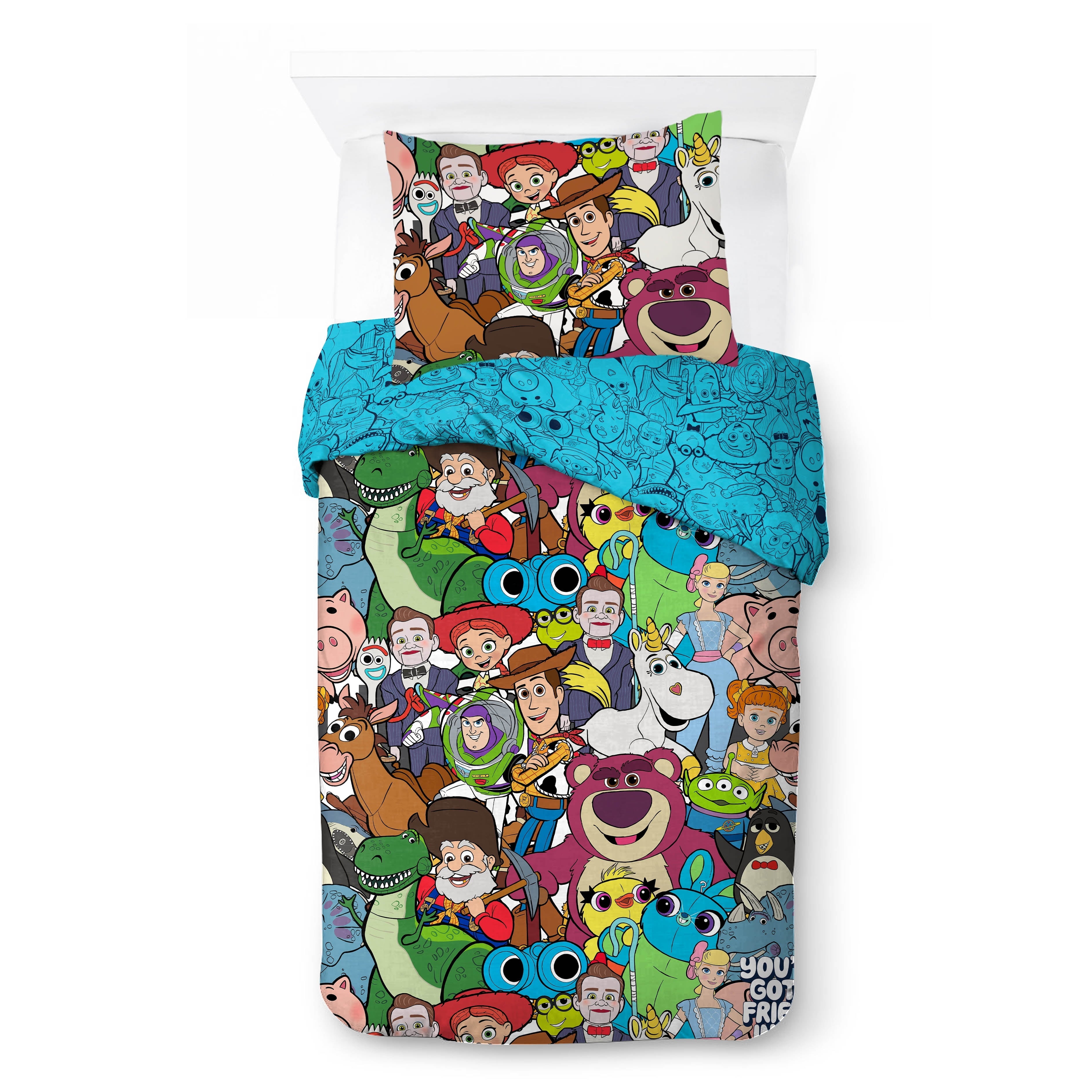 All-Season You've Got a Friend Reversible Comforter and Pillowcase Set, Twin/Full, Kids Bedding - All-Season Down Alternative Comforter Insert Detail
